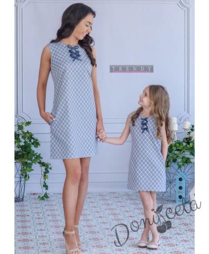 Детска  рокля в цвят светло син  от колекция Майки и дъщери