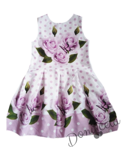  Детска рокля на цветя в лилаво и бяло