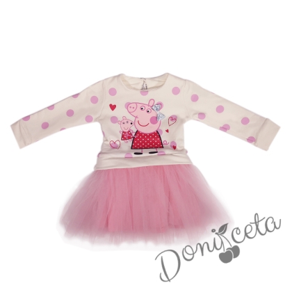 Детска рокля с прасенцето Пепа пиг в розово с тюл 