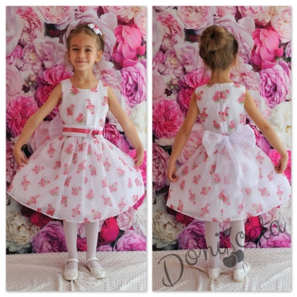 Официална детска рокля на цветя от органза без ръкав за сезон пролет-лято  Мина