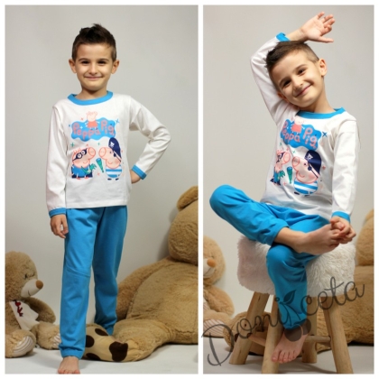 Детска пижама с прасенцето Пепа  в синьо