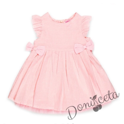 Бебешка рокличка с къс ръкав в розово