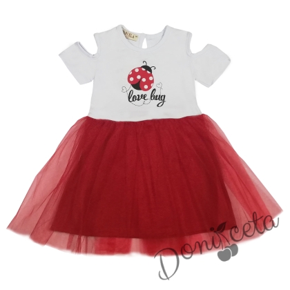Бебешка/детска рокличка с калинка  и тюл в червено