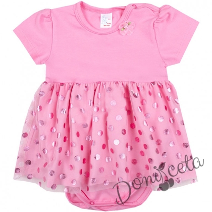 Боди/рокля за бебе момиче в розово на точки