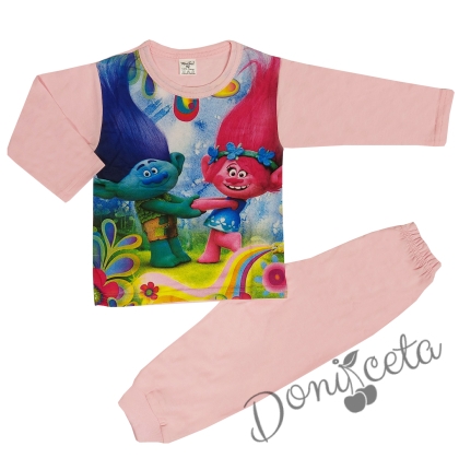 Детска пижама с дълъг ръкав с картинка в розово