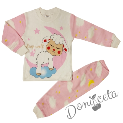 Детска/бебешка пижама с интересна картинка в розово и бяло
