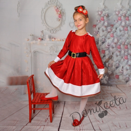 Коледна детска рокля с болеро в червено 84752/ВК-ЧК