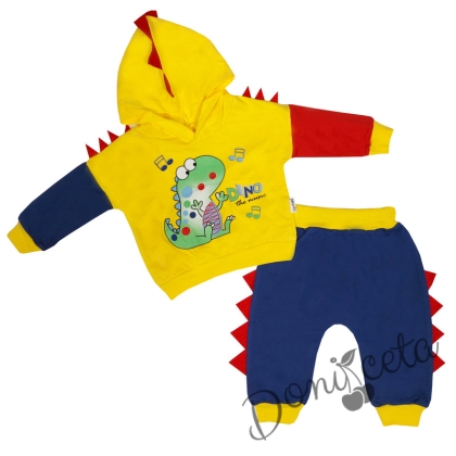 Бебешки комплект за момче от блузка в жълто и панталонки 