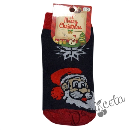 Коледни детски термо чорапи в черно с Дядо Коледа