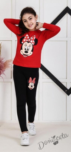 Детски комплект с дълъг ръкав с Мини Маус в червено и черно