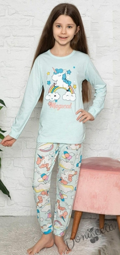 Детска пижама в светлосиньо с Пони/Еднорог