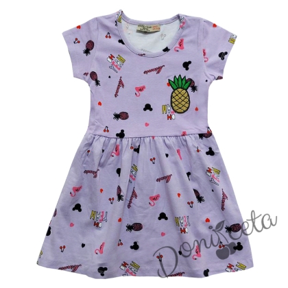 Детска лятна рокля в лилаво с ананаси 957444
