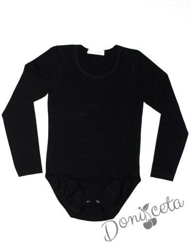 Детско боди с дълъг ръкав в черно