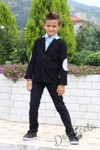 Детско  сако за момче в черно със сиви кръпки