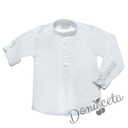 Официална детска риза с дълъг ръкав в бяло 9436544