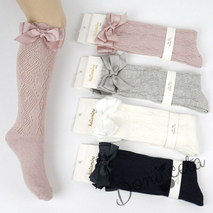 Детски чорапи 3/4 в сиво с панделки 457564
