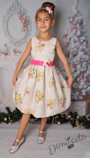 Детска официална рокля без ръкав на цветя 240ЦЕ