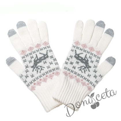 Детски зимни ръкавици за момиче в бяло