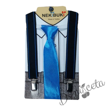 Комплект от вратовръзка в светлосиньо с тиранти за момче 866544