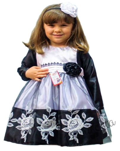 Официална детска рокля с болеро в черно и бяло