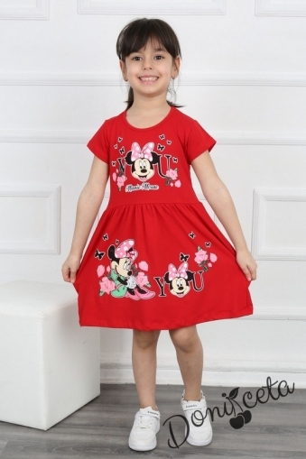 Ежедневна детска рокля в червено с Мини Маус 934632