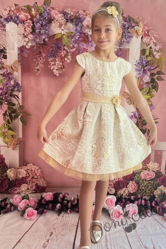 Официална детска рокля на цветя в златисто 297-260ЗЖ