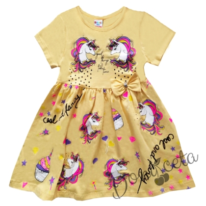 Ежедневна детска рокля с Пони/Еднорог в жълто 9341155