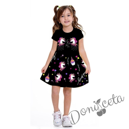 Ежедневна детска рокля с Пони/Еднорог в черно 968655