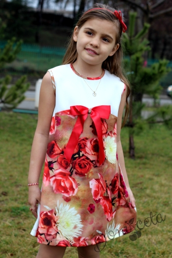 Детска рокля без ръкав с 3D ефектна картинка на цветя