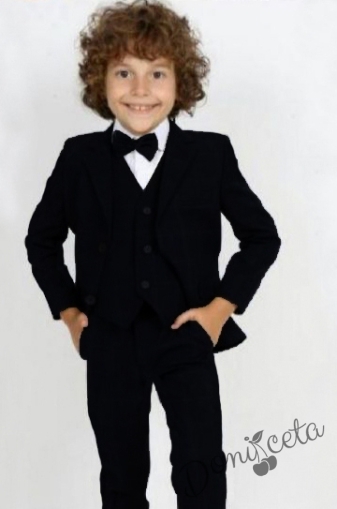 Официален детски костюм за момче от 5 части със сако в черно 5355452