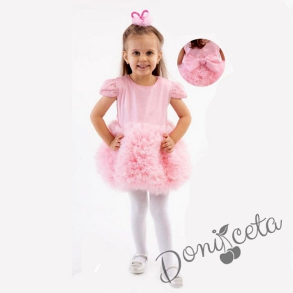 Детска/бебешка рокля с 3D цветя в розово 1