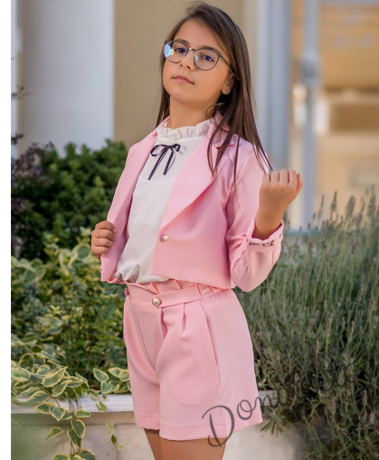 Детски комплект от къси панталони и сако в розово Contrast