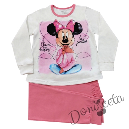 Детска пижама за момиче в бяло и розово с Мини Маус