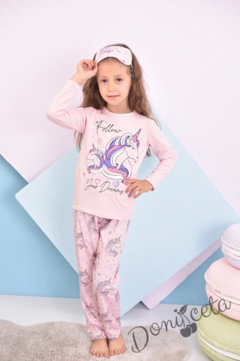 Детска пижама за момиче в розово с Еднорог