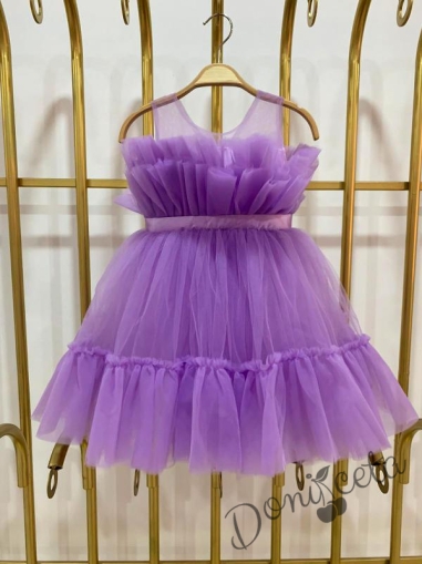 Детска рокля в лилаво без ръкав с тюл Мабел