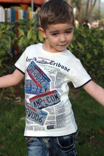 Тениска за момче с картинка на вестник