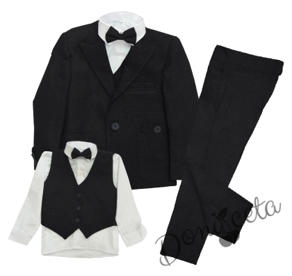 Официален детски костюм за момче от 5 части в черно 1