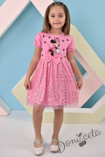 Детска рокля в розово с Мини Маус и пола от тюл 08767760 1