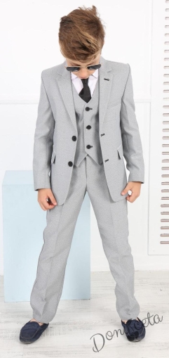 Официален костюм в сиво за момче от 5 части с вратовръзка 5362589 1