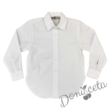 Детска риза в бяло за момиче с дълъг ръкав Анди 1