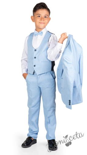 Официален костюм за момче със сако в светлосиньо 1