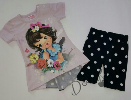 Детски комплект от туника /тениска в лилаво с клин