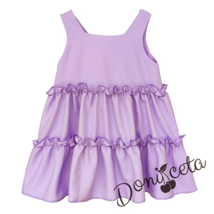 Официална или ежедневна детска рокля с къдрички в лилаво 1