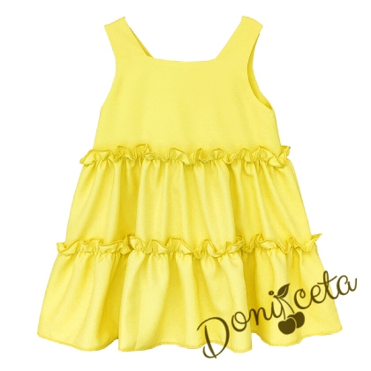 Официална или ежедневна детска рокля с къдрички в жълто 1