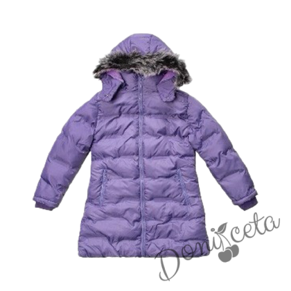 Winter  jacket in ruspberry colour with a hood