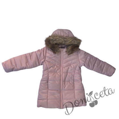 Winter  jacket in ruspberry colour with a hood