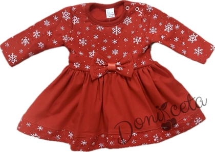 Official children's dress with long sleeves in red with lace and tulle