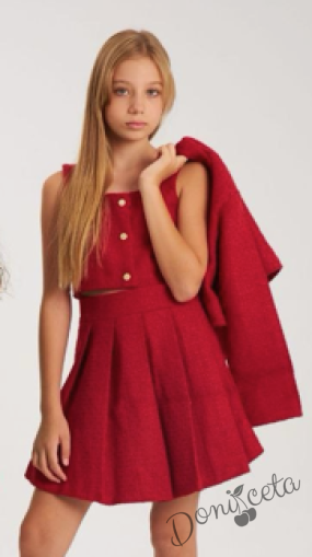 Set of a skirt and a jacket in red