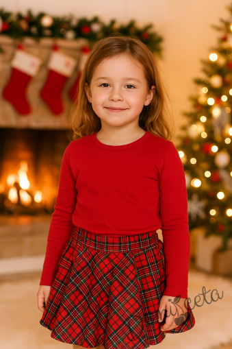 Детска пола клош от трико Роси в каре