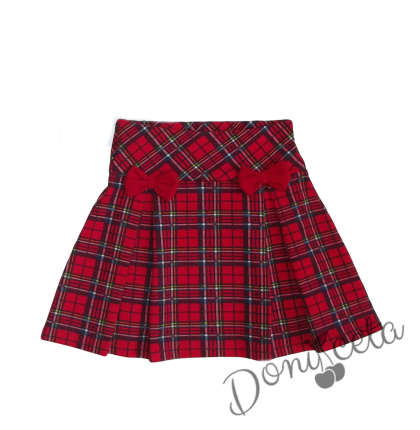 Детска пола в каре с панделки Вили 1